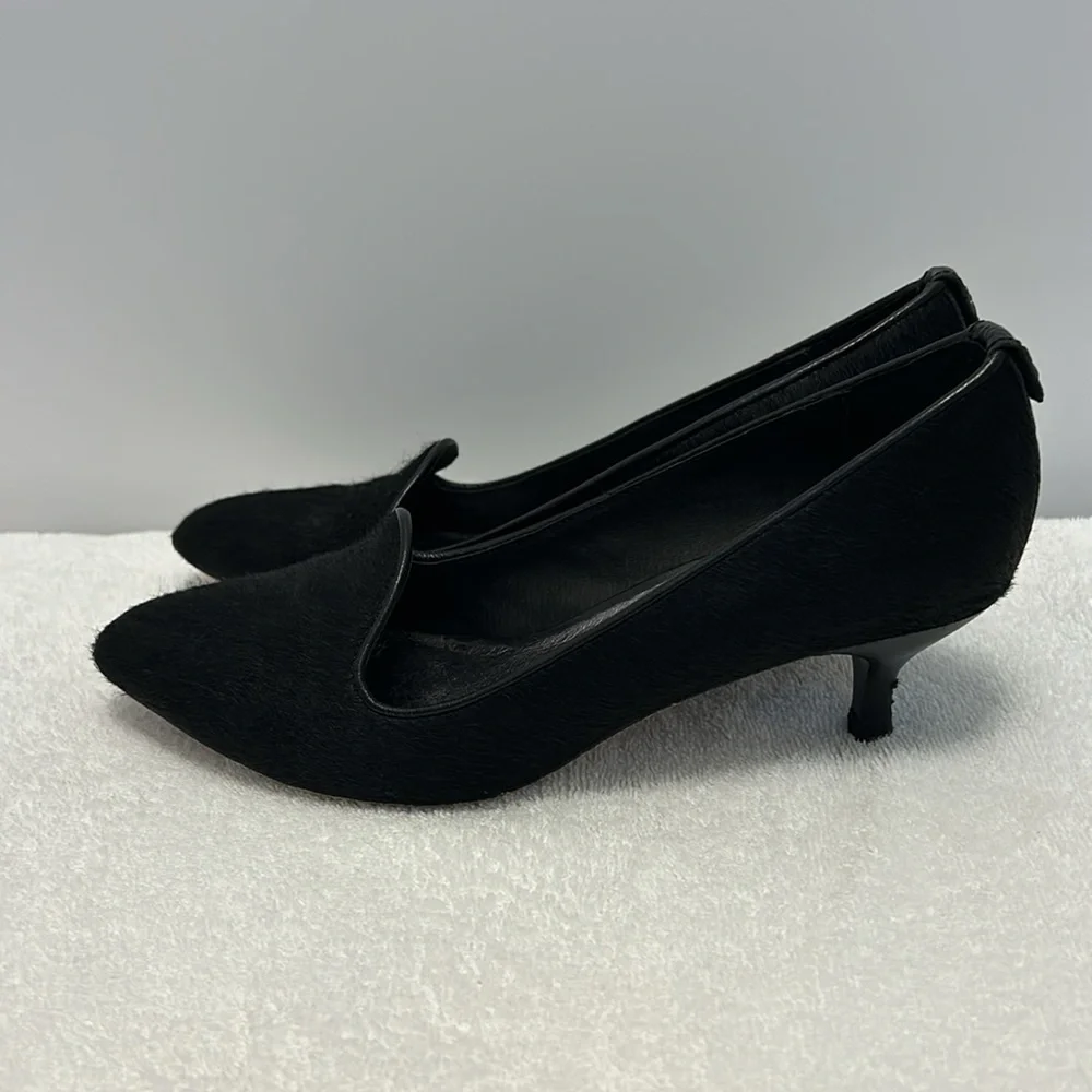 Elliot Lucca Leather Calf Hair Heeled Black shoe size 7 - Picture 3 of 11